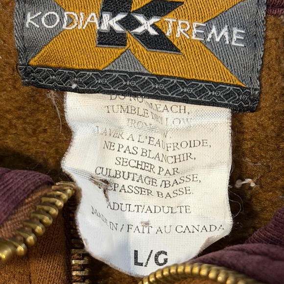 Vintage Kodiak Xtreme Workwear Brown Quarter Zip Pullover Fleece Lined Canada L - Picture 6 of 10